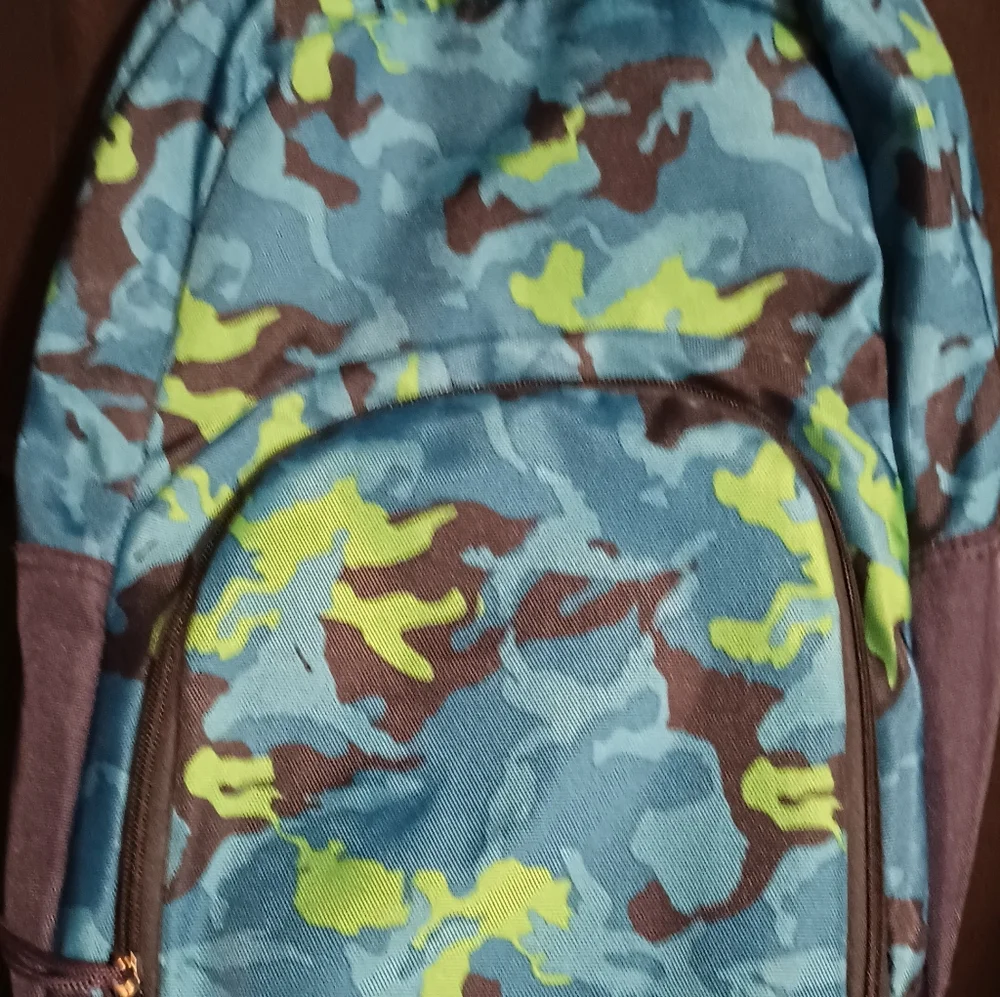 Green/Blue Camouflaged BackPack No Name - Picture 1 of 8